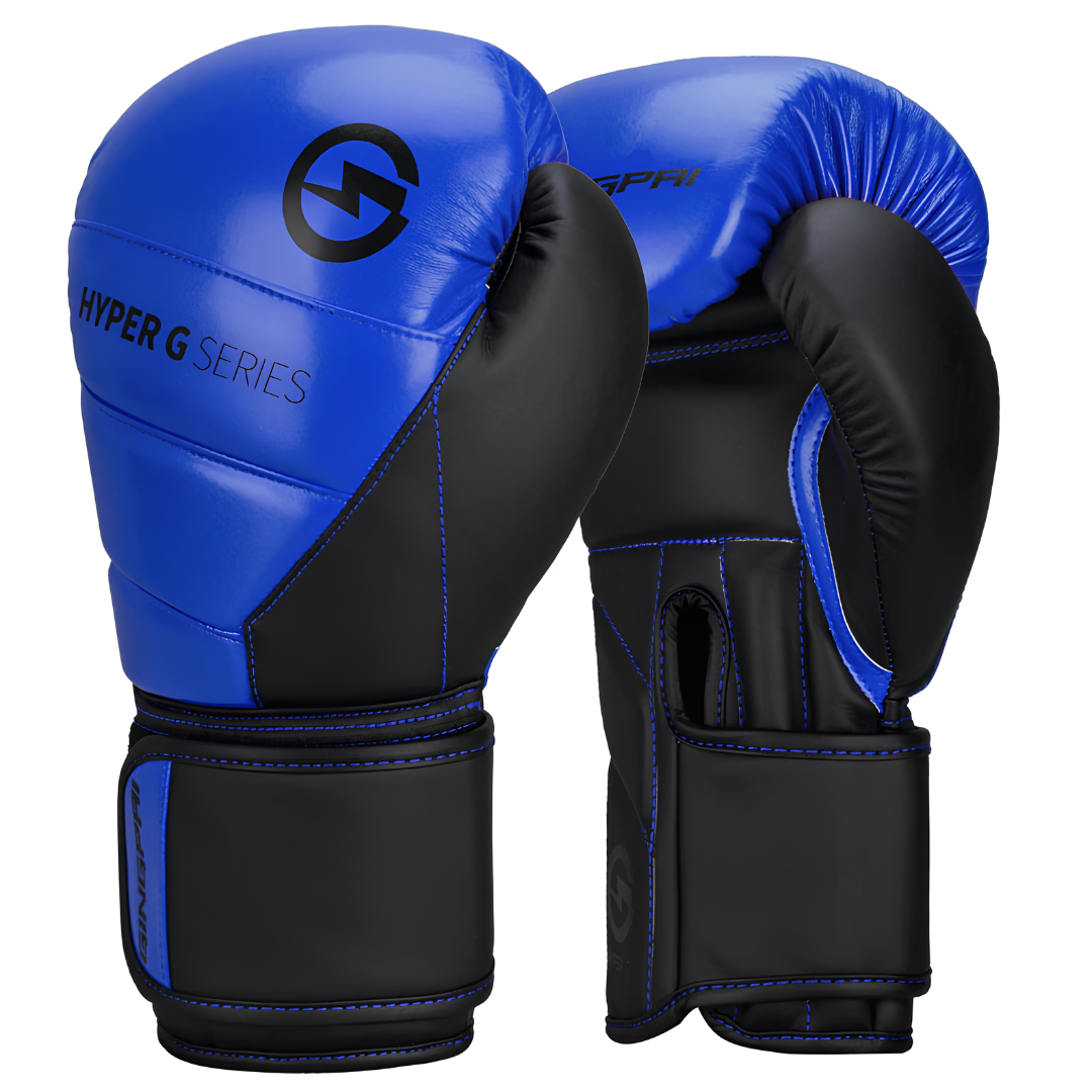 Blue Hyper G Series boxing gloves with a durable design, ideal for intense training and sparring.