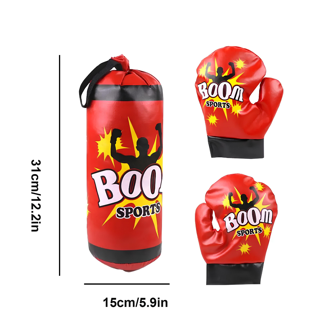 Hanging Punching Bag for Kids + Gloves Included