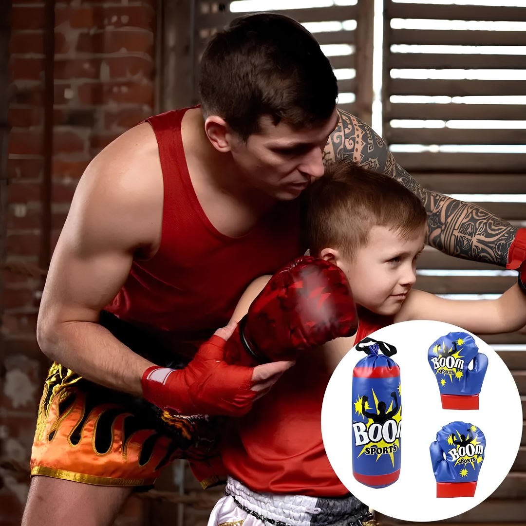 Hanging Punching Bag for Kids + Gloves Included