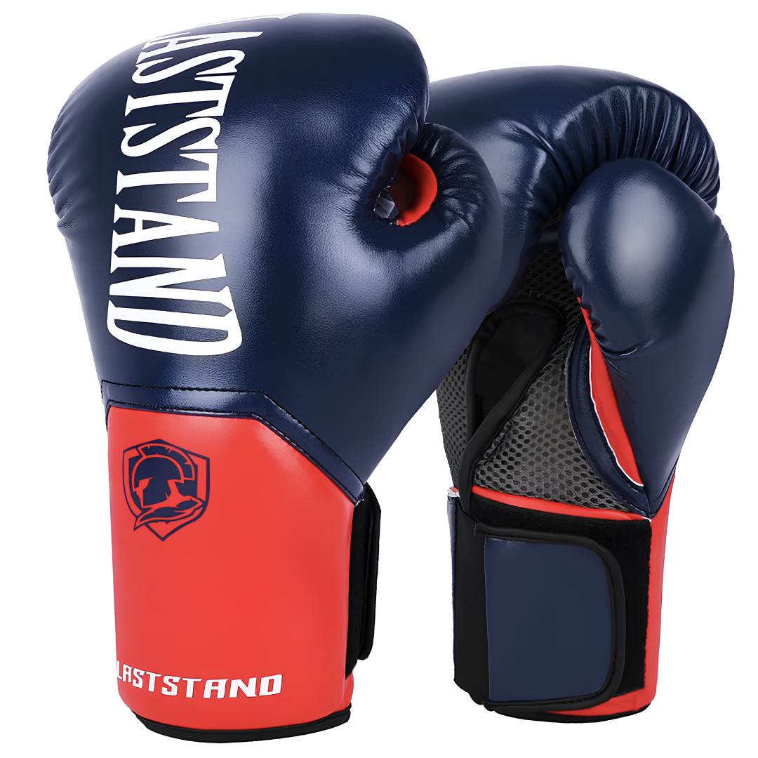 Blue boxing gloves with red accents, designed for maximum safety and comfort.