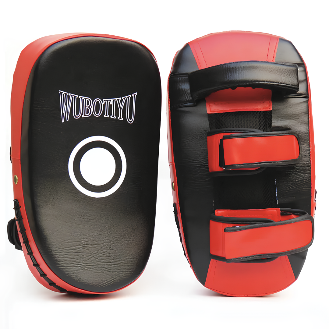 Red-black boxing pad with ergonomic design for intense training.